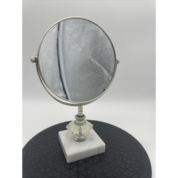 Vintage Italian Marble Pedestal Vanity Makeup Mirror Ornate Mirror - Picture 4 of 9